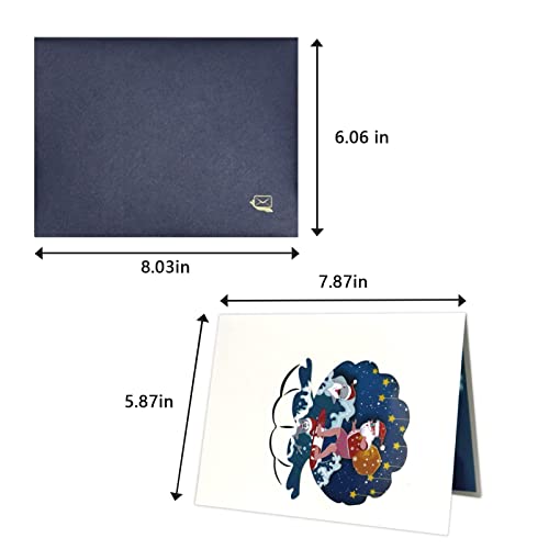 Pop-up Christmas Card 3D Greeting Card Xmas/New Year Handmade Gift With Envelope Christmas Surfer Old Man