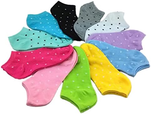 SQingYu 5 Pairs Candy color short pure color love dot boat socks, Cute Women Socks Sweet Short Ankle Socks(Dot)