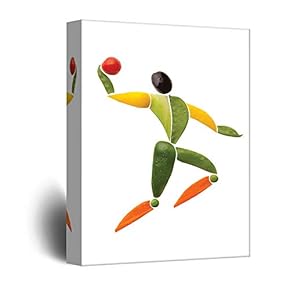 Canvas Wall Art Funny Colorful Fruits Print Gallery Wrap Modern Home Decoration Ready to Hang - 12x18 inches