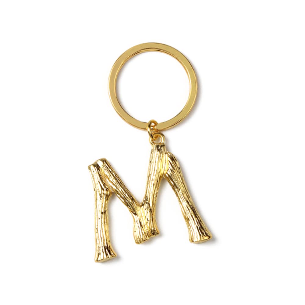 ARFUKA Keyring Alphabet Keychain Stainless Steel Letter M Initial Key Ring Birthday Key Chain for Men and Women Gold