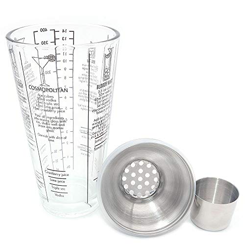 DollaTek 450(ml)/15.2(oz) Edelstahl Barkeeper Cocktail Shaker Graduierte Skala Glas Wein Martini Tequila Rum Wodka… – Bild 3