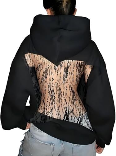 Amazon.com: Mesh Back Hoodie Women's Backless Sparkle Hoodies Y2k