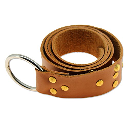 Studded Templar Belt 7oz Cordura Leather Ring Loop 50 Inch Tanned