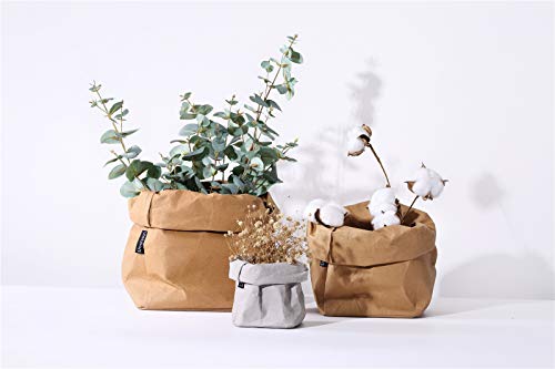 Rownyeon Cosmetic Organizer Makeup Brush Cup Holder Travel Portable Kraft Paper Bags, Pencil Pen Case for Desk Reusable Washable Stationery Bag - Thumbnail 2