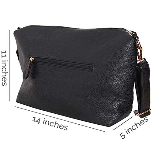 Humble Chic Crossbody Bag - Vegan Leather Satchel Messenger Handbag Shoulder Purse, Saddle Brown, Camel, Tan, Cognac, Walnut - Thumbnail 6