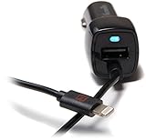 VoltronTek Car Charger with Extra Length Built-in Lightning Connector for iPhone 6S Plus 6 Plus 6 Se 5S 5 5C iPad Pro Air Mini 2 3 4 and Extra USB Port for Android