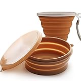 ME.FAM Premium Silicone Collapsible Bowl and Cup, Set with Lids - BPA Free- Expandable Food Storage Containers Set for Outdoor Camping, Hiking, Travel, Toddler Snacks