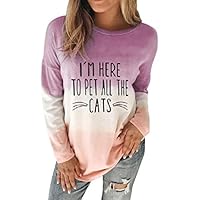 Amlaiworld Women Winter Sweater Christmas Long Sleeve Sweatshirt Dyed Cartoon Snowman Printed Pullover Blouse Purple