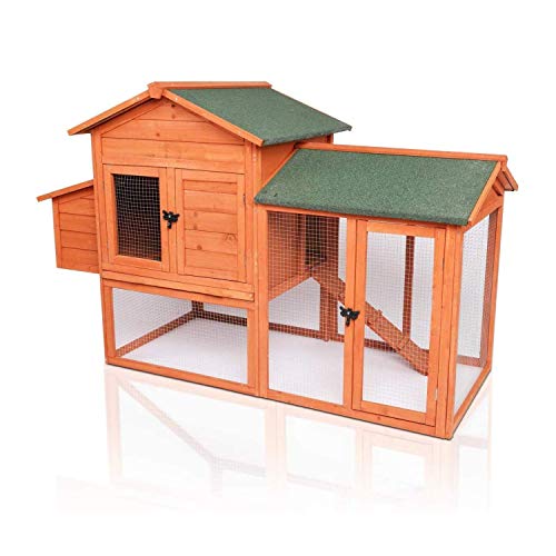 POTBY 65'' Chicken Coop, Deluxe Wooden Rabbit Hutch Pet Cage Shelter