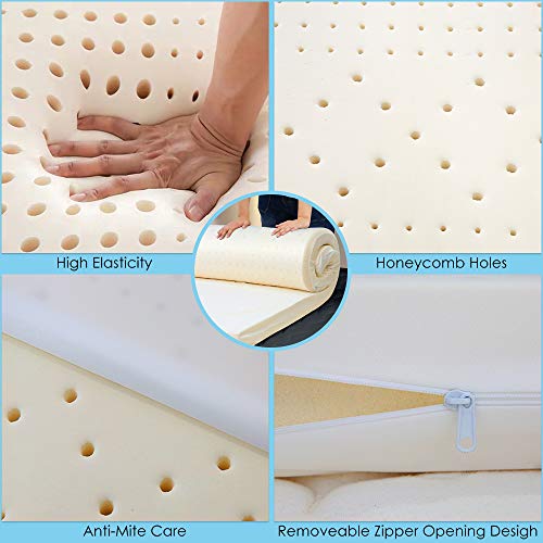 NESAILA 3 Inch Latex Mattress Topper, Natural Latex Bed Pad Topper