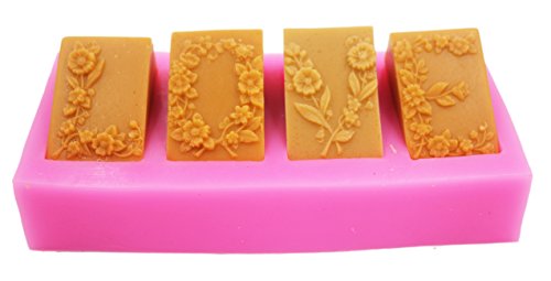 Longzang 4 Cavity Love Flowers Mould S360 Craft Art Silicone Soap Mold Craft Molds DIY Handmade Candle Molds