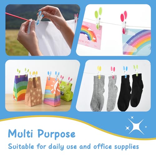 AiQInu Pack of 30 Plastic Clothes Pegs, Non-Slip Clothes Pegs, Multi-Coloured Clips with Soft Padded for Towels, Socks, Underwears and Clothes