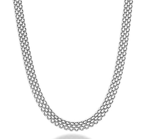 Miabella 925 Sterling Silver Italian 6mm Solid Bismark Mesh Link Chain Necklace for Women 18 Inch Made in Italy
