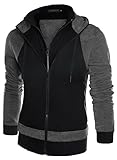 HEMOON Men's Casual Slim Fit Double Zipper Hoodies Jacket