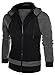 HEMOON Men's Casual Slim Fit Double Zipper Hoodies Jacket