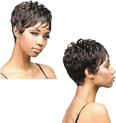 Naseily Short Wavy Pixie Haircuts for Black Women Synthetic Short Wigs for Women Cosplay Wig Short Hairstyles