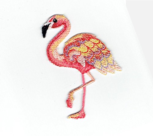 Flamingo - Tropical Bird - Facing Left - Ocean - Iron on Applique - Embroidered Patch