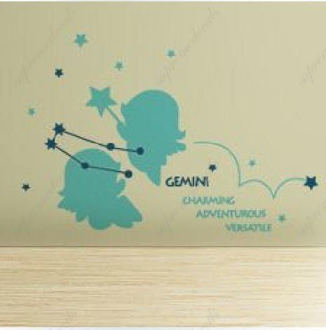 Custom PopDecals - Gemini(constellation) - Beautiful Tree Wall Decals for Kids Rooms Teen Girls Boys Wallpaper Murals Sticker Wall Stickers Nursery Decor Nursery Decals
