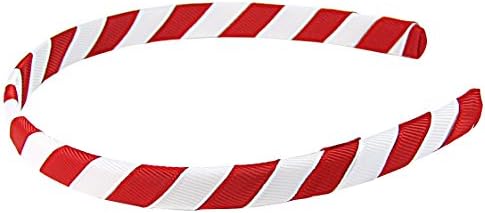 HipGirl Grosgrain Ribbon Wrapped Headbands for Girl Baby Teen Kid Toddler Children Adult. Assortment Fashion Accessory To Match Outfits, Dresses-5pc 1/2" Inch Wide (5pc Stripe-White/Red)