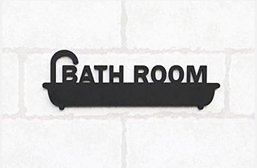 Door Sign Made Of Birch, "Bath Room" / Small Size 5.9" x 2.0" x 0.1T, 10 Design Type : Dress Room, Bed Room, Bath Room, Kitchen, Study Room, Laundry, Kids Room, Office, Toilet, Play Room(Bath Room)