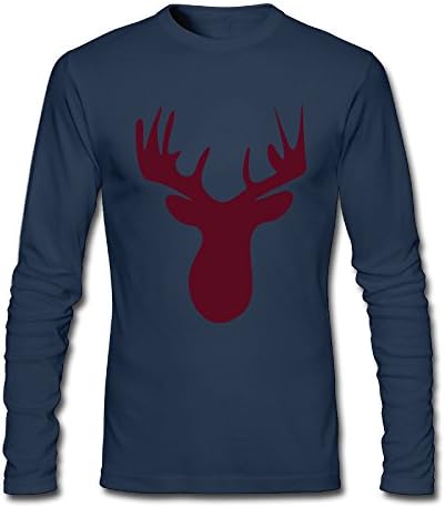 NewLuyang1 Men's Elk Long Sleeve T-Shirt XL Navy