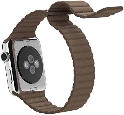 HMILY Fashionable Watch Band With Unique Magnet Lock Strap Replacement Band Genuine Leather Loop Bracelet Strap Band For Apple Watch (Brown-42mm)