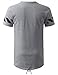 URBANCREWS Mens Hipster Hip Hop Fashion Longline Crewneck T-shirt HGRAYBLK, XL