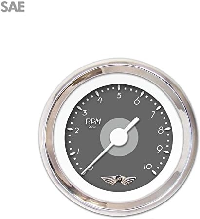 Tachometer Gauge with emblem - DECO XT Grey , White Vintage Needles, Chrome mg tc modified drag race imca mgb 956 tpi vintage 351 jr dragster road king flathead bbs racing 1932 hotrod wholesale rv