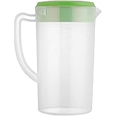 81oz/2.4Litre/0.63 Gallon Plastic Water Pitcher with Lid BPA-FREE Carafes Mix Drinks Water Jug for Hot/Cold Juice Beverage Ice Tea (Green, 81oz)