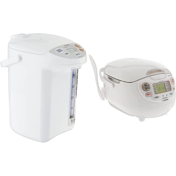 Amazon.com: Zojirushi Micom Water Boiler and Warmer, 169 oz/5.0 L, White u0026  NS-ZCC10 Neuro Fuzzy Rice Cooker, 5.5-Cup, White : Home u0026 Kitchen