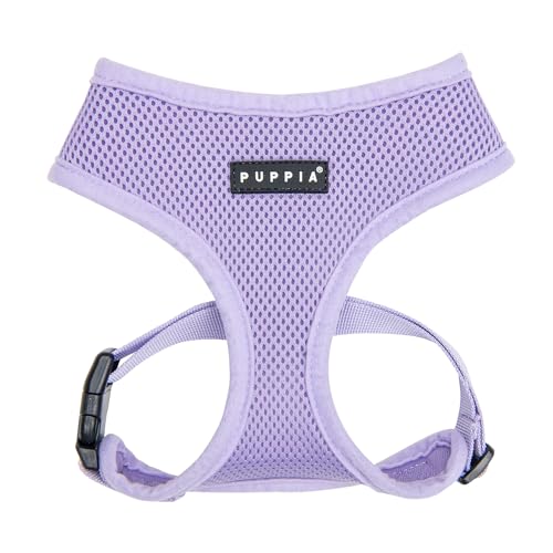 Puppia Soft Dog Harness No Choke Over-The-Head Triple Layered Breathable Mesh Adjustable Chest Belt and Quick-Release Buckle, Violet, Large