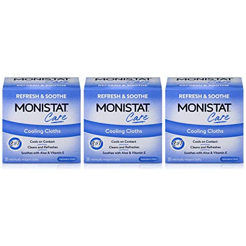 Monistat Care Cooling Cloths | Cools & Soothes | Paraben-Free | 16 Count | 3 Pack (Package may vary)