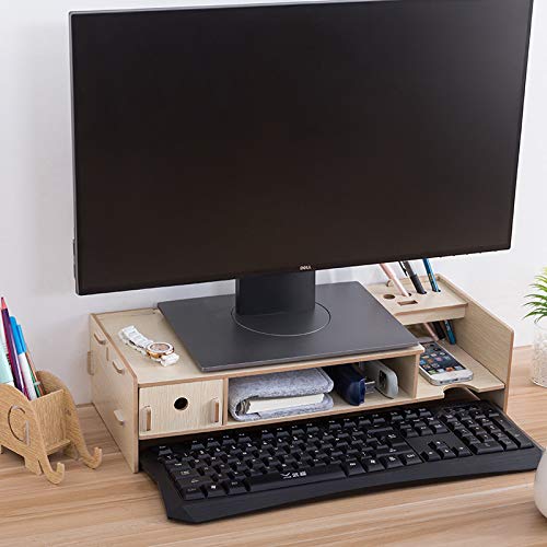 DeHasion Universal Computer Monitor Stand Riser with Storage Organizer Drawers, Desktop,Laptop Stand Riser with Keyboard Storage Space for Home & Office (White)