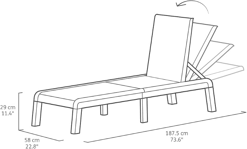 Espreguiçadeira de jardim dobrável Palma com almofada incluída, para terraços exteriores, pátios, jardins, 4 posições, cor de grafite