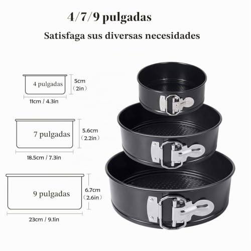 xocome Baking Pans - Set of 3 Round Cake Pans - 4/7/9 Inch - Non-Stick and Leak Proof Coating - Great for Baking Cheesecakes