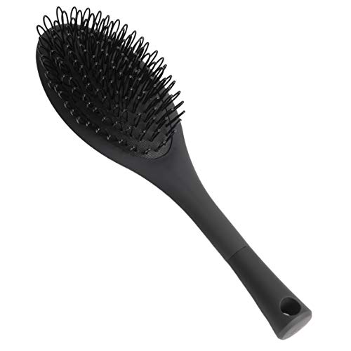 The Hair Shop Black Loop Brush – Salon Professional Grade with Matted Black and Ergonomic Design – Safe Detangler Tool for 100% Remy Human and Synthetic Hair Extensions and Wigs