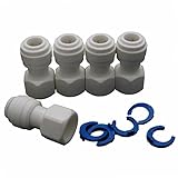 5 PCS White 3/8" Thread Female Push Straight Water