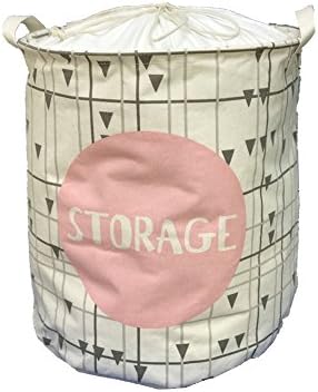 Canvas(15.7"diameter14.5"height)Cylindric Storage Bin,Household Collapsible Nursery Baskets,Toy Box,Kids Laundry Baskets,Nursery Hamper(Two Size)