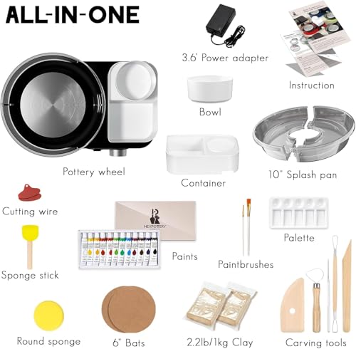 Innofans Electric Pottery Tower for Beginners and Pros - Complete Pottery Kit for Home with 1kg Clay, 0-200 RPM & Accessories, Silent Machine for DIY Creative Projects