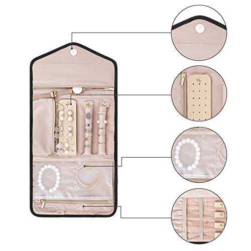 BAGSMART Travel Jewelry Organizer Roll Foldable Jewelry Case for