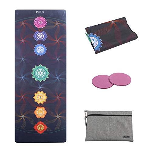 wwww PIDO Travel Yoga Mat Natural Rubber Non Slip Gym Mat with Canvas Bag,72″x26″ Foldable 1/16 Inch Ultra-Thin mat for Yoga Pilates Fitness Exercise (Colorful)
