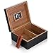 Megacra Cigar Humidor Leather Surface for 25-50 Cigars Desktop Cedar Lined Box with Hygrometer and Humidifier