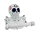 Atlantic Collectibles White Day Of The Dead Sugar Skull Floral Skeleton Toilet Paper Holder Bathroom Wall Decoration Figurine