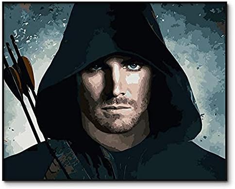 ttymei Painting By Numbers Hand Painted Picture Oliver Queen Painting By Numbers Arrow Acrylic Diy Digital Oil Painting Kits Drawing By Number On Canvas 40x50cm with frame