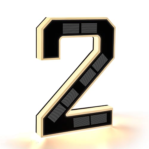 CARPESUN Solar House Number Illuminated for Outdoor Use Waterproof Illuminated House Number Sign Solar House Number Light Black Large - Height 23 cm (2-Black, 23 cm)