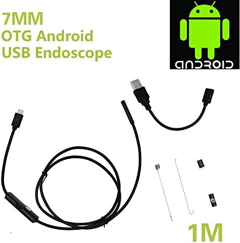 Fastle 7mm Android Endoscope OTG Micro USB Endoscope Waterproof Borescopes Inspection Camera with 6 LED Cable for Phone and Computer (1M Cabel)