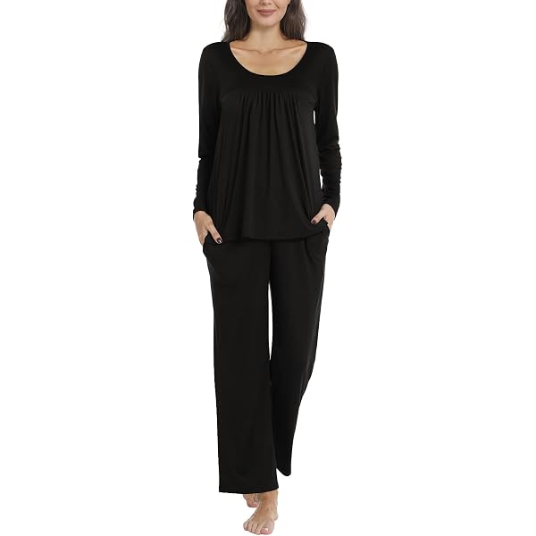 Findsweet Plus Size Women's Pajama Set - 2 Piece Long Sleeve Top & Pants With Pockets, Soft Rayon - View #5