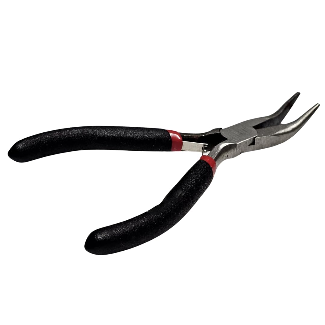 Mr.Gadget's Solutions Mini Bent Nose Pliers with Spring – Professional-Grade Hand Tool for Jewelry Making, Beading, and Crafting – 13cm Precision Pliers with Ergonomic Grip for Comfortable