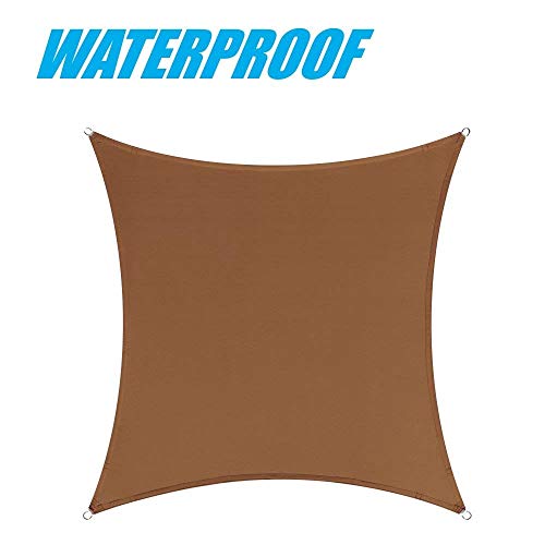 ColourTree 14' x 14' Brown Waterproof Heavy Duty100% BLOCKAGE 220 GSM Sun Shade Sail Canopy
