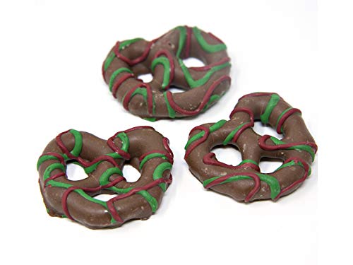 Christmas Drizzled Chocolate Coated Pretzels 1 Lb
